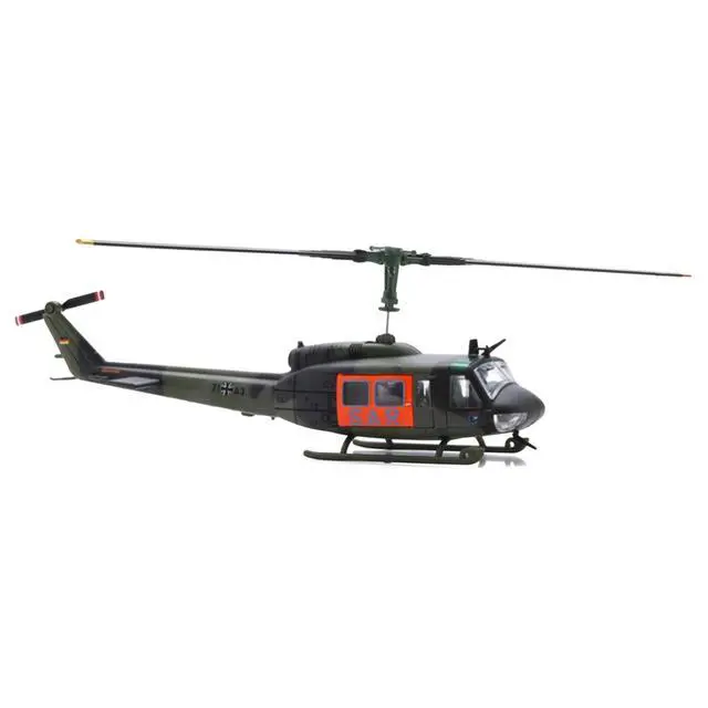 Alt view image 4 of 6 - Bell UH 1D Helicopter "SAR - German Army" Green Camouflage 1/87 (HO) Scale Diecast Model Car by Schuco