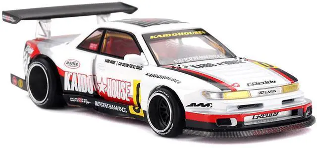 Alt view image 5 of 6 - Nissan Silvia S13-R "Circuit Spec V1" RHD White with Graphics "Kaido House" Special 1/64 Diecast Model Car by Mini GT
