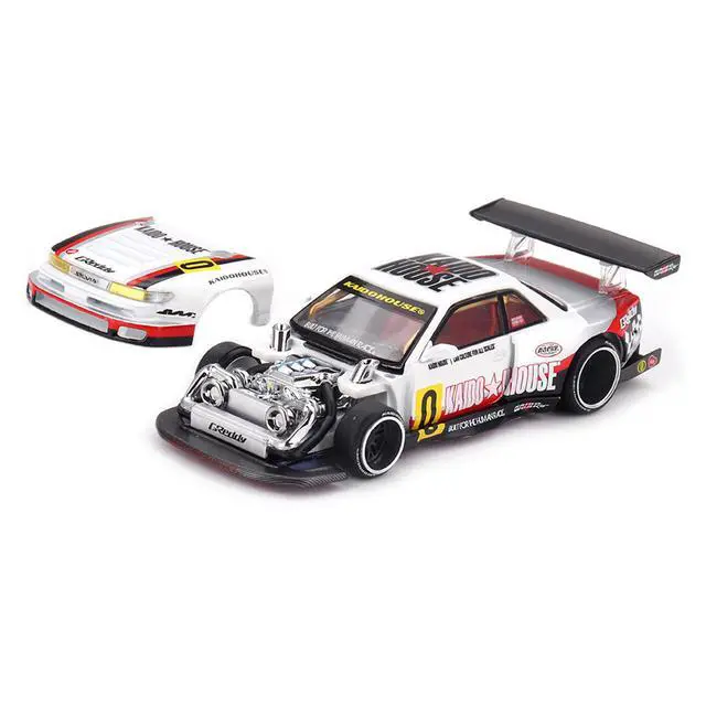 Alt view image 2 of 6 - Nissan Silvia S13-R "Circuit Spec V1" RHD White with Graphics "Kaido House" Special 1/64 Diecast Model Car by Mini GT