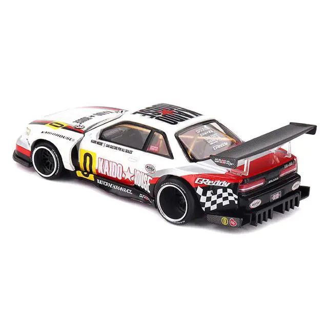 Alt view image 4 of 6 - Nissan Silvia S13-R "Circuit Spec V1" RHD White with Graphics "Kaido House" Special 1/64 Diecast Model Car by Mini GT