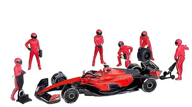 Alt view image 5 of 6 - "Formula Pit Crew Team Red" 6 piece Diecast Figure Set (6 Figures) Limited Edition for 1/64 Scale Models by American Diorama