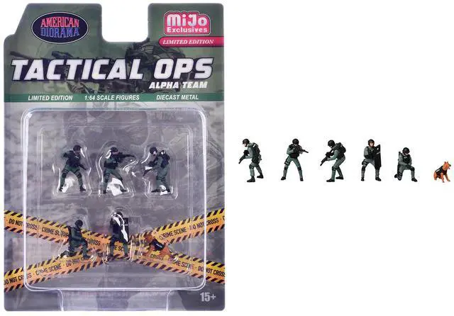 Main image of "Tactical Ops Alpha Team" 6 piece Diecast Figure Set (6 Figures) Limited Edition for 1/64 Scale Models by American Diorama