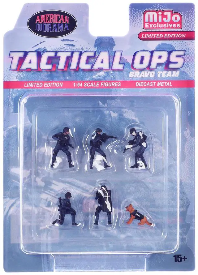 Alt view image 6 of 6 - "Tactical Ops Bravo Team" 6 piece Diecast Figure Set (6 Figures) Limited Edition for 1/64 Scale Models by American Diorama