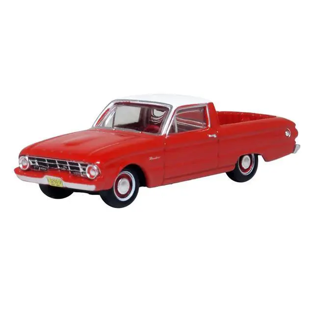 Alt view image 3 of 6 - 1960 Ford Falcon Ranchero Monte Carlo Red with Corinthian White Top 1/87 (HO) Scale Diecast Model Car by Oxford Diecast