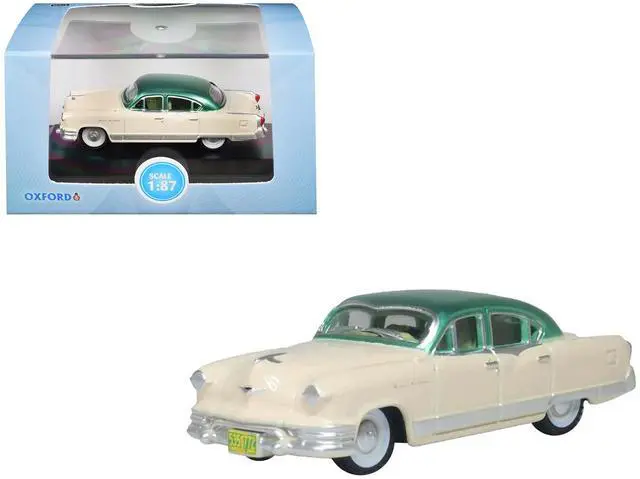 Main image of 1953 Kaiser Manhattan Stardust Ivory with Jade Green Metallic Top 1/87 (HO) Scale Diecast Model Car by Oxford Diecast