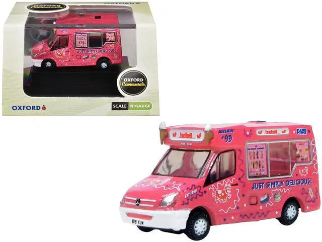 Main image of Whitby Mondial Ice Cream Van "Tonibell" Pink with Graphics 1/76 (OO) Scale Diecast Model Car by Oxford Diecast