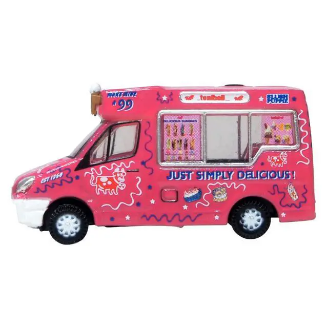 Alt view image 2 of 6 - Whitby Mondial Ice Cream Van "Tonibell" Pink with Graphics 1/76 (OO) Scale Diecast Model Car by Oxford Diecast