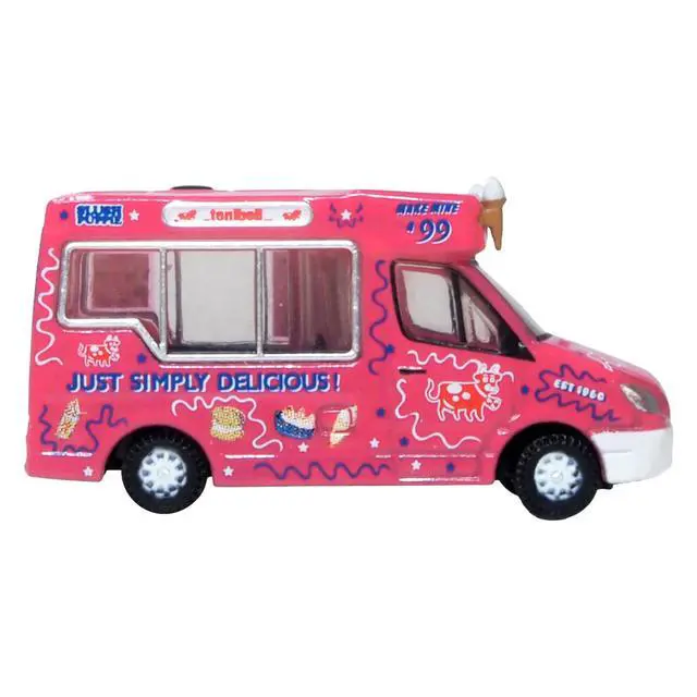 Alt view image 3 of 6 - Whitby Mondial Ice Cream Van "Tonibell" Pink with Graphics 1/76 (OO) Scale Diecast Model Car by Oxford Diecast