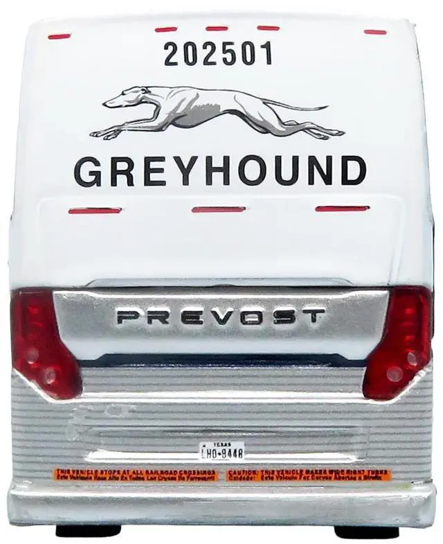 Alt view image 5 of 7 - Prevost H3-45 Coach Bus "Greyhound Scenicruiser Service" White and Raw Metal 1/87 (HO) Scale Diecast Model by Iconic Replicas