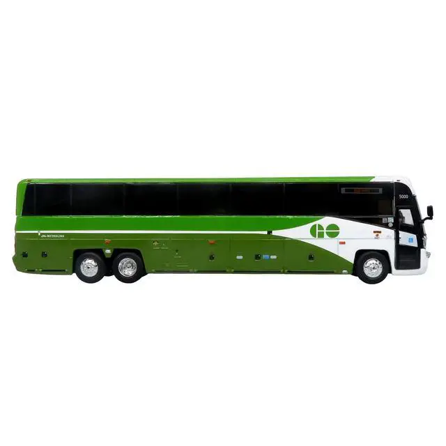 Alt view image 2 of 6 - MCI D4520 Commuter Coach Bus "GO Transit" Green and White 1/87 (HO) Scale Diecast Model by Iconic Replicas