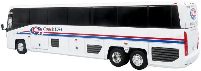 Alt view image 3 of 7 - MCI D4520 Commuter Coach Bus "Coach USA" White with Blue and Red Stripes 1/87 (HO) Scale Diecast Model by Iconic Replicas