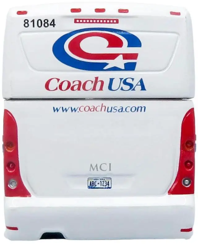 Alt view image 5 of 7 - MCI D4520 Commuter Coach Bus "Coach USA" White with Blue and Red Stripes 1/87 (HO) Scale Diecast Model by Iconic Replicas