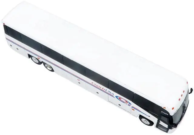 Alt view image 6 of 7 - MCI D4520 Commuter Coach Bus "Coach USA" White with Blue and Red Stripes 1/87 (HO) Scale Diecast Model by Iconic Replicas