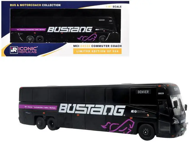 Main image of MCI D4520 Commuter Coach Bus "Bustang - Colorado Department of Transportation" Black 1/87 (HO) Diecast Model by Iconic Replicas