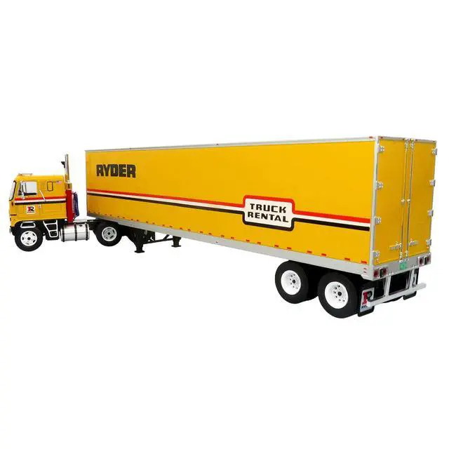 Alt view image 2 of 7 - 1970 GMC Astro 95 Tractor with Dry Van Trailer "Ryder Truck Rental" Yellow with Stripes 1/43 Diecast Model by Iconic Replicas