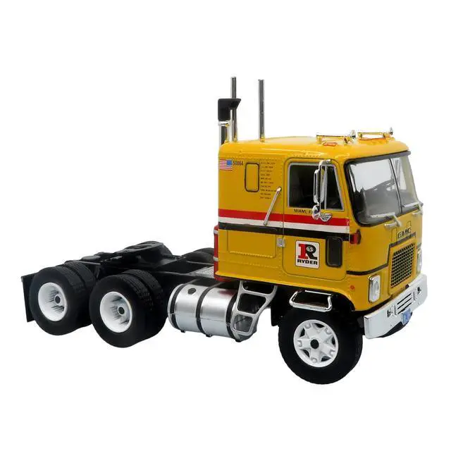 Alt view image 4 of 7 - 1970 GMC Astro 95 Tractor with Dry Van Trailer "Ryder Truck Rental" Yellow with Stripes 1/43 Diecast Model by Iconic Replicas