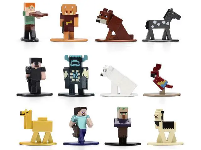 Alt view image 2 of 5 - Set of 12 Diecast Figures "Minecraft" Video Game Wave 2 "Nano Metalfigs" Series Diecast models by Jada