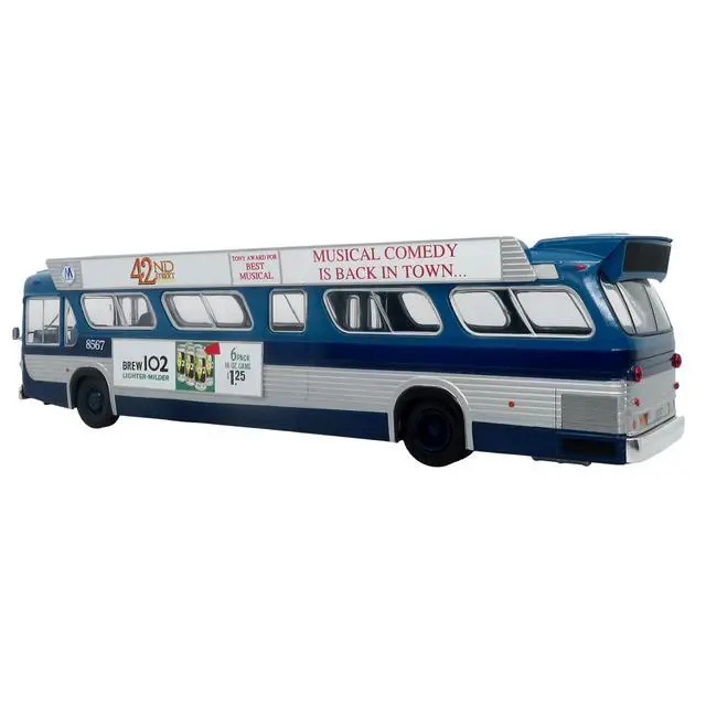 Alt view image 3 of 7 - 1963 GM TDH-5303 Transit Bus "MTA NYC Surface Transit" Blue Two-Tone with Graphics 1/43 Plastic Model by Iconic Replicas