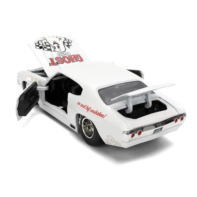 Alt view image 4 of 7 - 1971 Chevrolet Chevelle SS "Ghost SS" White with Graphics "Bigtime Muscle" Series 1/24 Diecast Model Car by Jada