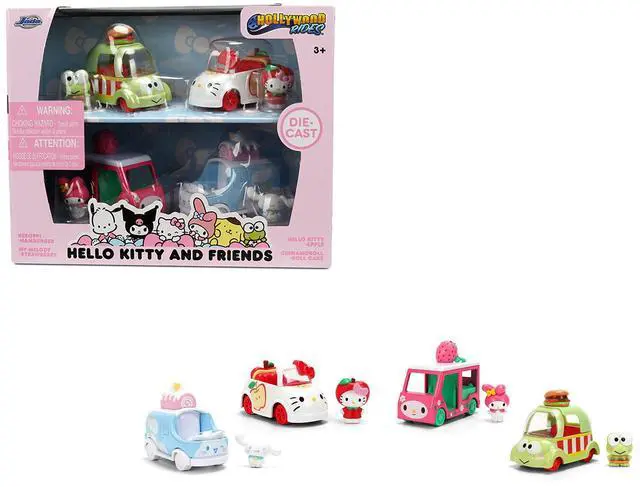 Main image of "Hello Kitty and Friends" Set of 4 Diecast Figures and Cars "Hollywood Rides" Series Diecast models by Jada