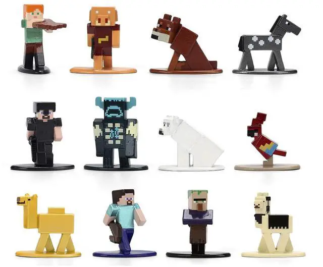 Alt view image 3 of 6 - Set of 12 Diecast Figures "Minecraft" Video Game Wave 2 "Nano Metalfigs" Series Diecast models by Jada
