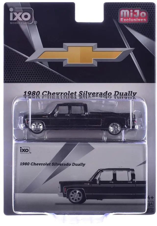 Alt view image 3 of 3 - 1980 Chevrolet Silverado C30 Crew Cab Dually Lowered Pickup Truck Black 1/64 Diecast Model Car by IXO Models