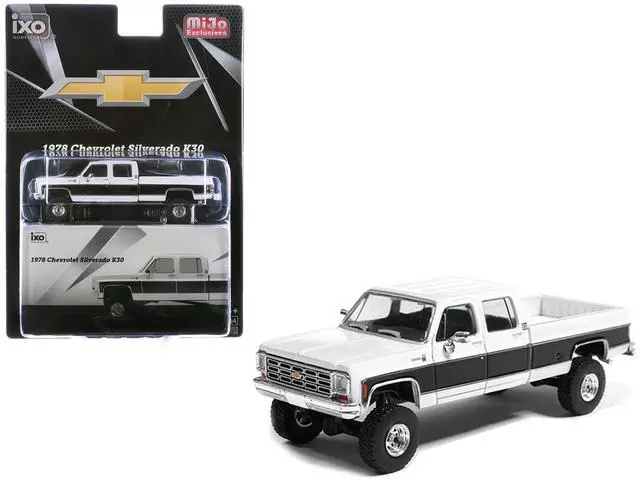 Main image of 1978 Chevrolet Silverado K30 Crew Cab Pickup Truck White and Black 1/64 Diecast Model Car by IXO Models