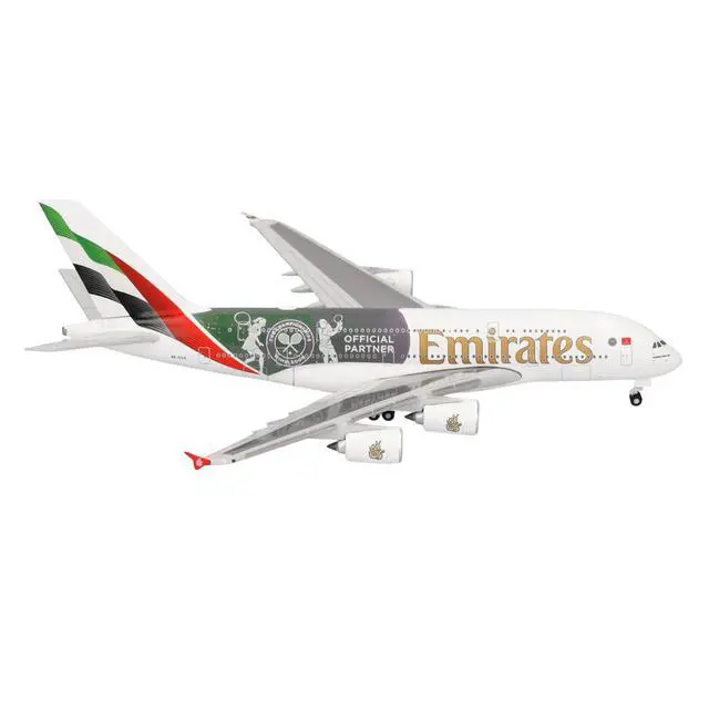 Alt view image 4 of 6 - Airbus A380-800 Commercial Aircraft "Emirates Airlines" (A6-EOE) White with Graphics 1/500 Diecast Model Airplane by Herpa