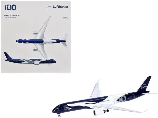 Main image of Airbus A350-900 Commercial Aircraft "Lufthansa 100 Years" (D-AIXL) Blue with Graphics 1/500 Diecast Model Airplane by Herpa