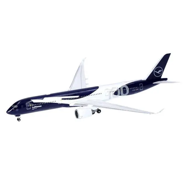 Alt view image 2 of 6 - Airbus A350-900 Commercial Aircraft "Lufthansa 100 Years" (D-AIXL) Blue with Graphics 1/500 Diecast Model Airplane by Herpa