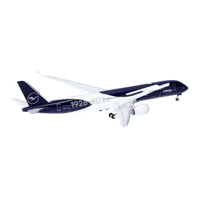 Alt view image 5 of 6 - Airbus A350-900 Commercial Aircraft "Lufthansa 100 Years" (D-AIXL) Blue with Graphics 1/500 Diecast Model Airplane by Herpa