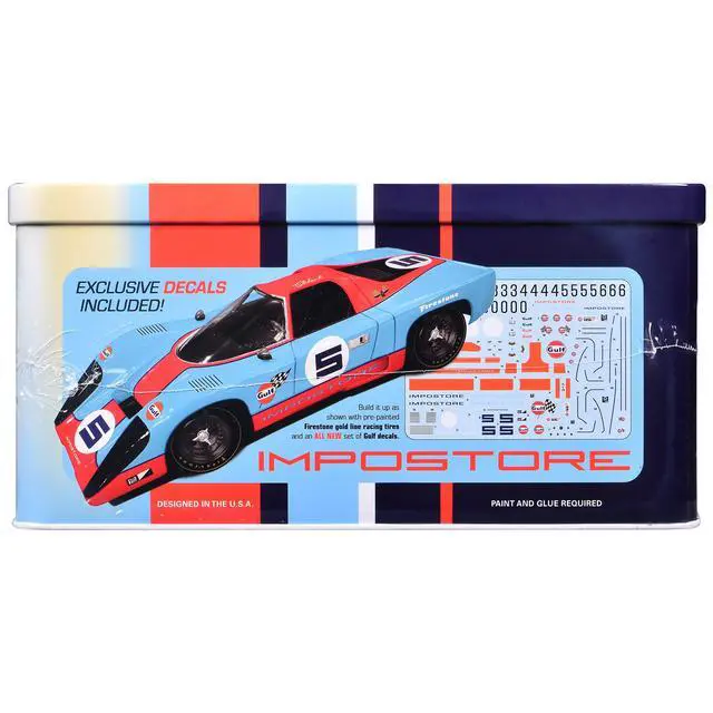 Alt view image 2 of 4 - Skill 2 Model Kit Gulf Racing Impostore with Collector Tin 1/25 Plastic Model by MPC