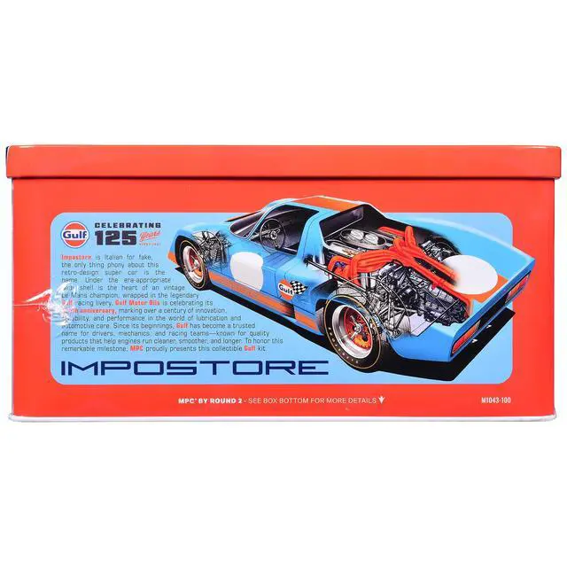 Alt view image 3 of 4 - Skill 2 Model Kit Gulf Racing Impostore with Collector Tin 1/25 Plastic Model by MPC