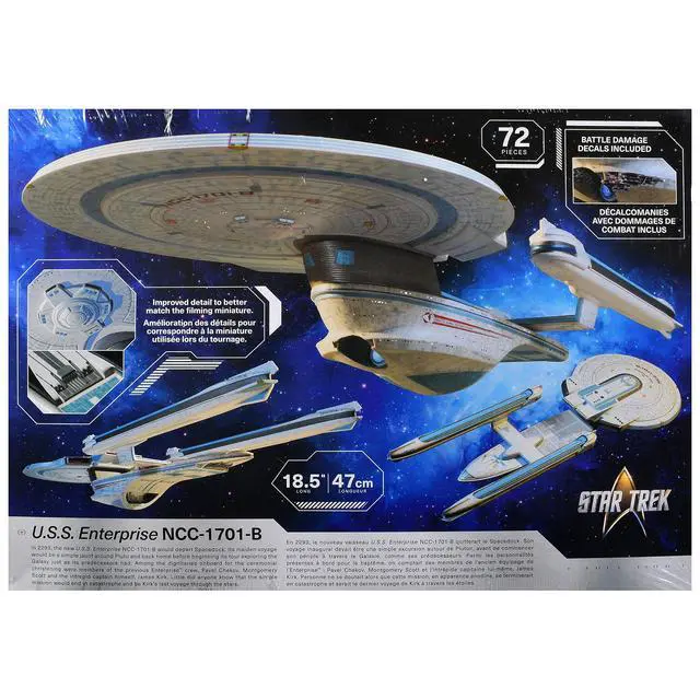 Alt view image 3 of 3 - Skill 2 Model Kit U.S.S. Enterprise NCC-1701-B Space Ship "Star Trek Generations" (1994) Movie 1/1000 Model Kit by AMT