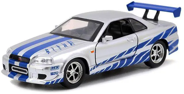 Main image of Brian's Nissan Skyline GT-R (R34) RHD Silver Metallic with Blue "Fast & Furious 25th Anniversary" 1/32 Diecast Car Model by Jada