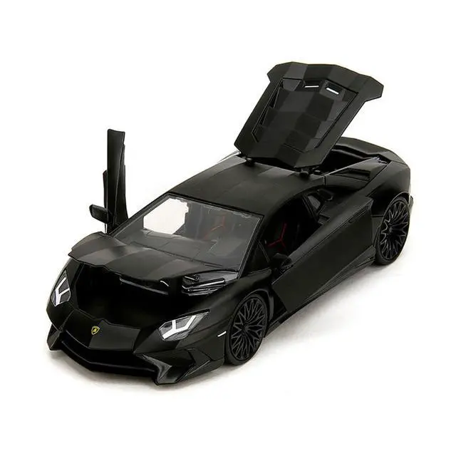 Alt view image 2 of 7 - Shaw's Lamborghini Aventador Matt Black "Furious 7" (2015) Movie "Fast & Furious" Series 1/24 Diecast Car Model by Jada