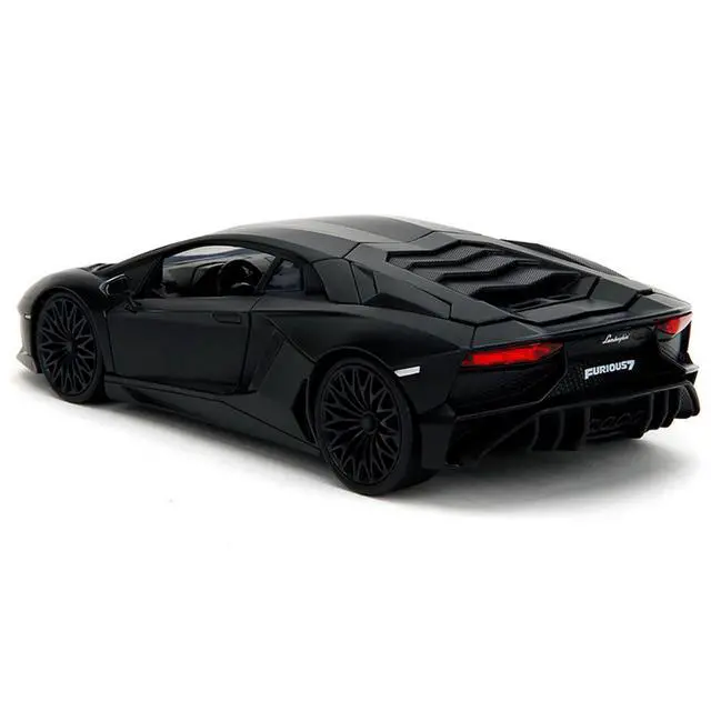 Alt view image 5 of 7 - Shaw's Lamborghini Aventador Matt Black "Furious 7" (2015) Movie "Fast & Furious" Series 1/24 Diecast Car Model by Jada