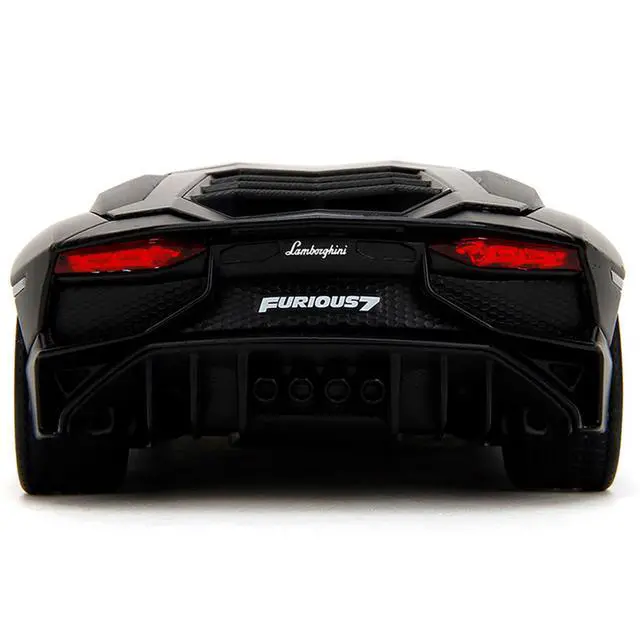 Alt view image 7 of 7 - Shaw's Lamborghini Aventador Matt Black "Furious 7" (2015) Movie "Fast & Furious" Series 1/24 Diecast Car Model by Jada