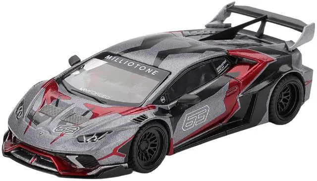 Main image of Lamborghini Huracan GT LB-WORKS "RONIN" Gray Metallic with Black and Red Graphics 1/64 Diecast Model Car by Mini GT