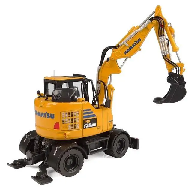 Alt view image 2 of 6 - Komatsu PW138MR-11 Wheeled Excavator Yellow 1/50 Diecast Model by Universal Hobbies