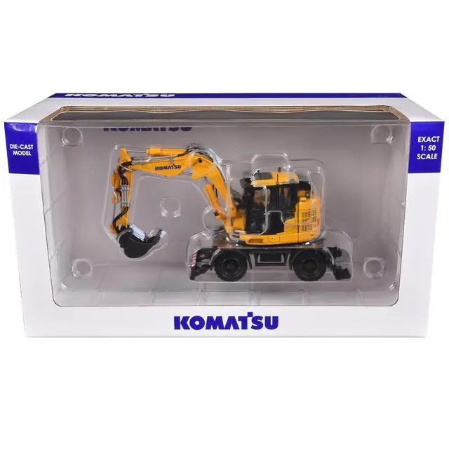 Alt view image 5 of 6 - Komatsu PW138MR-11 Wheeled Excavator Yellow 1/50 Diecast Model by Universal Hobbies