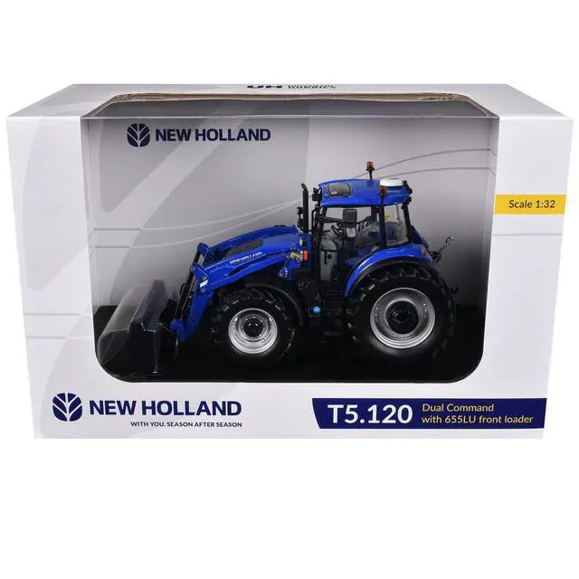 Alt view image 7 of 7 - New Holland T5.120 Tractor with Front Loader Dynamic Blue 1/32 Diecast Model by Universal Hobbies