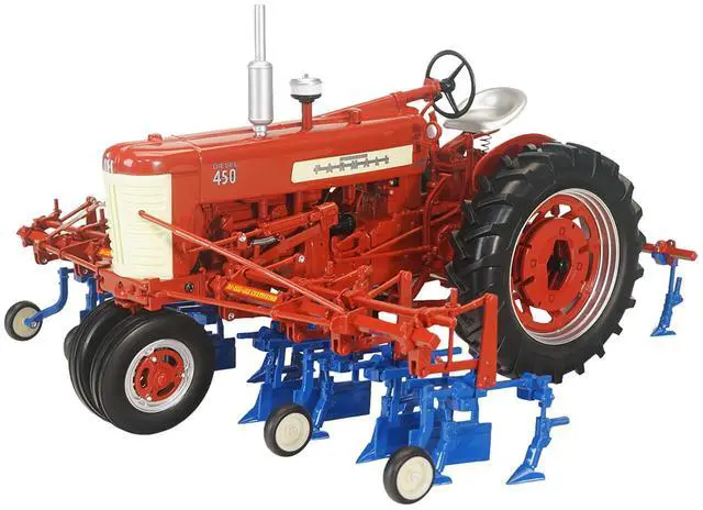 Main image of Farmall 450 Narrow Front Diesel Tractor with Front and Rear Cultivators Red "Classic Series" 1/16 Diecast Model by SpecCast