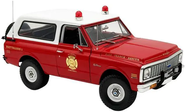 Main image of 972 Chevrolet Blazer K/5 "The Chief - Winder Fire Department, Georgia Battalion 1" Red with White 1/18 Diecast Model Car by ACME