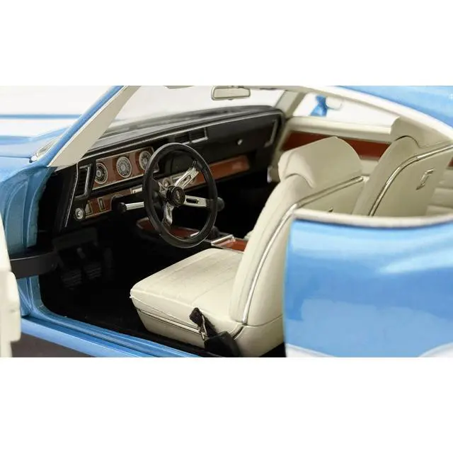 Alt view image 3 of 5 - 1971 Oldsmobile 442 W30 "Dr. Olds Release #6" Viking Blue Metallic with White Stripes Limited Ed 1/18 Diecast Model Car by ACME