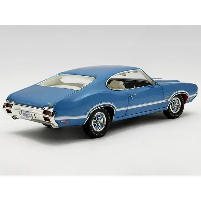Alt view image 5 of 5 - 1971 Oldsmobile 442 W30 "Dr. Olds Release #6" Viking Blue Metallic with White Stripes Limited Ed 1/18 Diecast Model Car by ACME