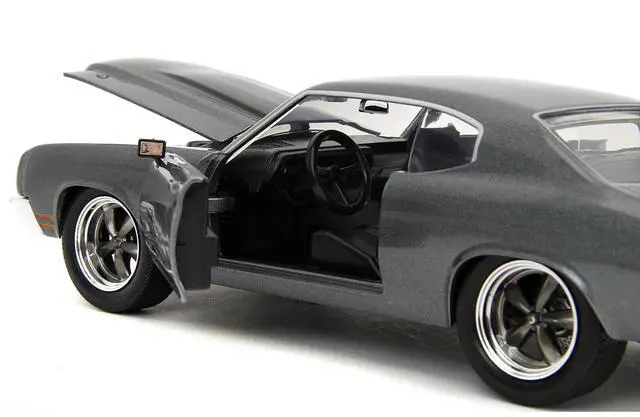 Alt view image 3 of 7 - 1970 Chevrolet Chevelle SS Gray Metallic with Black Stripes "Fast & Furious 25th Anniversary" 1/24 Diecast Model Car by Jada