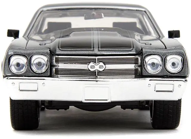Alt view image 7 of 7 - 1970 Chevrolet Chevelle SS Gray Metallic with Black Stripes "Fast & Furious 25th Anniversary" 1/24 Diecast Model Car by Jada