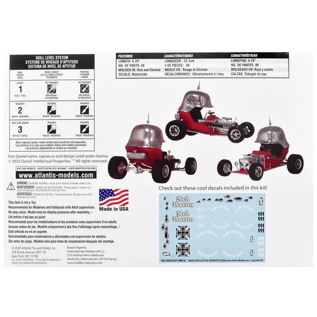Alt view image 4 of 4 - Skill 2 Model Kit Tom Daniel's Red Baron Show Rod 1/24 Scale Model by Atlantis