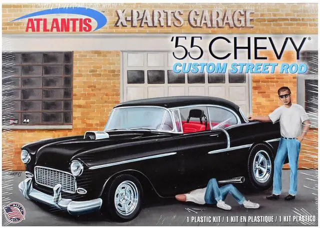 Main image of Skill 3 Model Kit 1955 Chevrolet Custom Street Rod "X-Parts Garage" 1/25 Scale Model by Atlantis